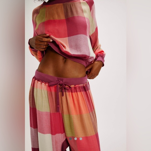 Free People Pink and Cream Pajama Pants - Picture 6 of 12